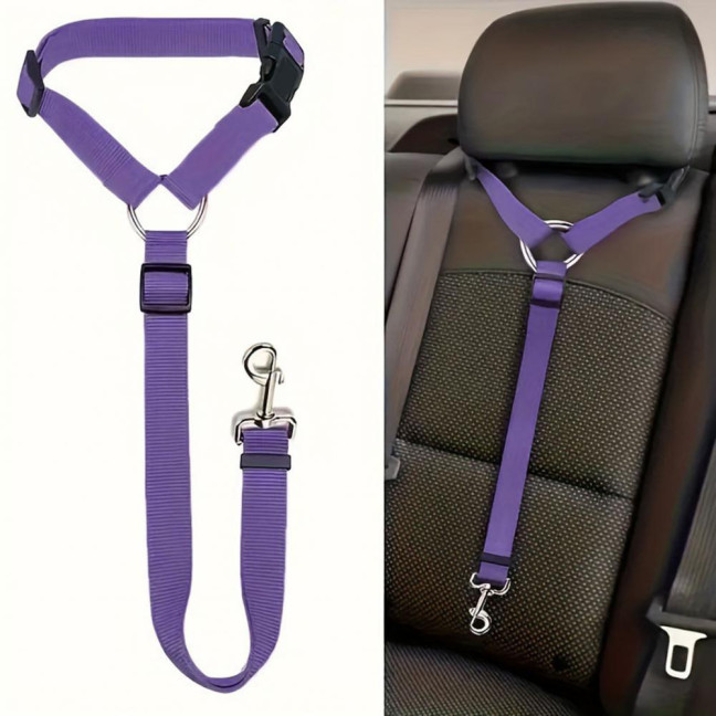 Removable Dog Car Seat Belt Adjustable Dog Seatbelt Harness Pet Car Restraint System Secures to Vehicle Headrest for Small Medium Large Dogs 