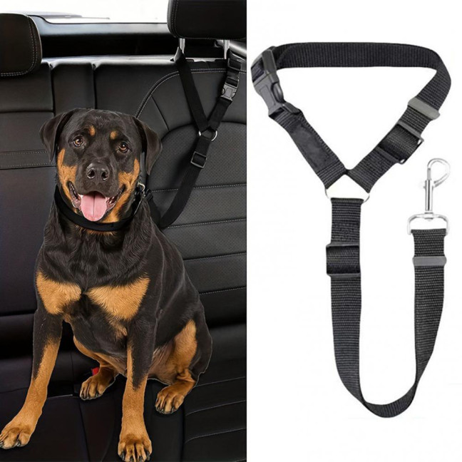 Removable Dog Car Seat Belt Adjustable Dog Seatbelt Harness Pet Car Restraint System Secures to Vehicle Headrest for Small Medium Large Dogs 