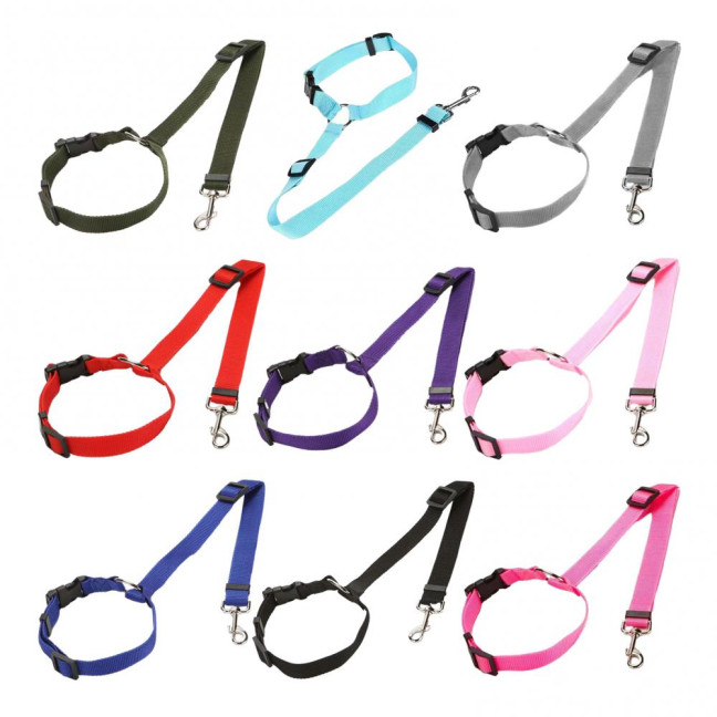 Removable Dog Car Seat Belt Adjustable Dog Seatbelt Harness Pet Car Restraint System Secures to Vehicle Headrest for Small Medium Large Dogs 