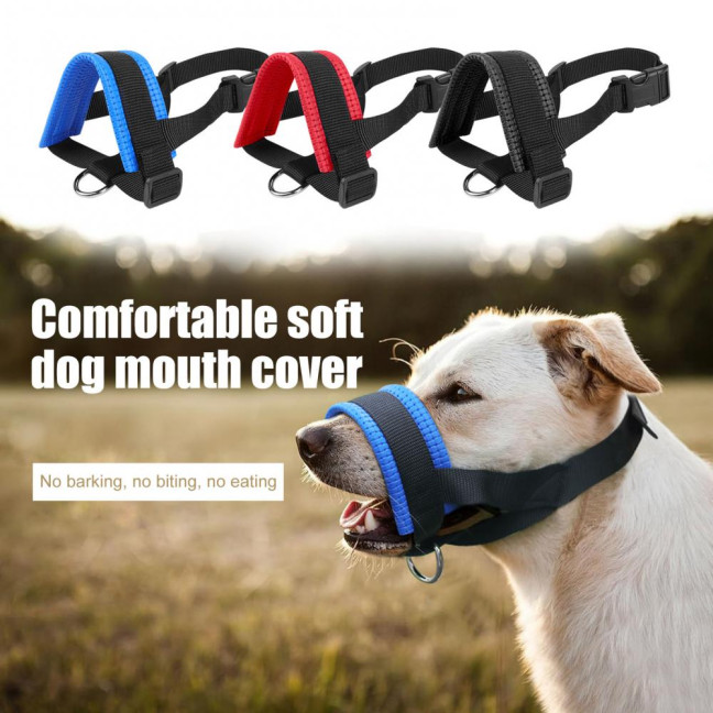 Dog Muzzle Adjustable Loop Nylon Mouth Guard Breathable Anti Barking Biting Chewing Muzzle with Reflective Straps for Small Medium Large Dog 