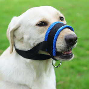 Dog Muzzle Adjustable Loop Nylon Mouth Guard Breathable Anti Barking Biting Chewing Muzzle with Reflective Straps for Small Medium Large Dog 