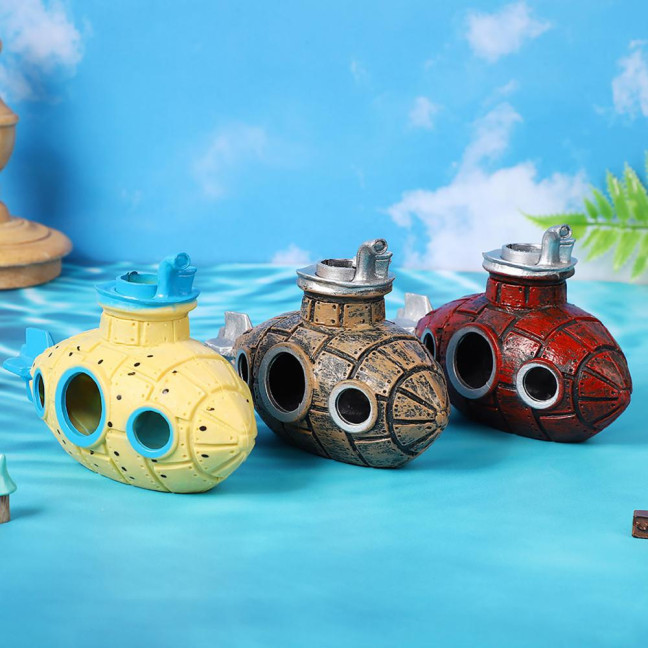 Hollow Submarine Fish Tank Decoration Aquarium Shrimp Hideout Small Fish Breeding Cave Shelter for Shrimp Betta Lizards