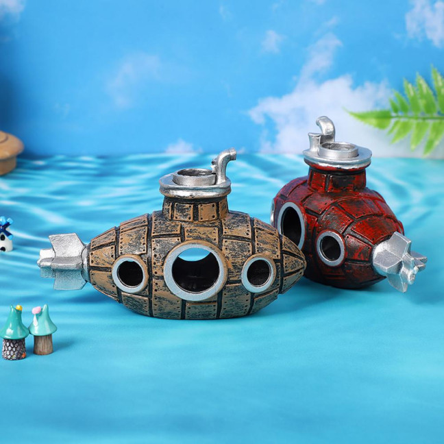 Hollow Submarine Fish Tank Decoration Aquarium Shrimp Hideout Small Fish Breeding Cave Shelter for Shrimp Betta Lizards