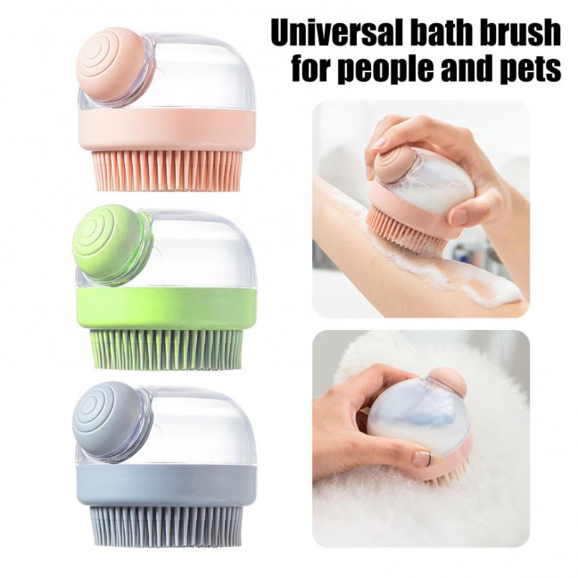 1/3Pcs Pet Bath Brush with Shampoo Dispenser Ergonomic Massage Actions All-in-one Deep Cleaning Shower Brush