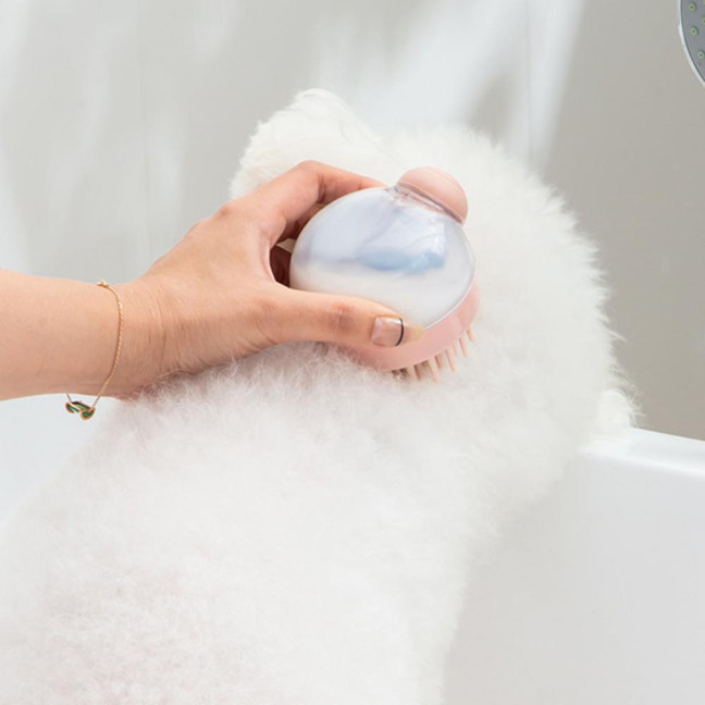 1/3Pcs Pet Bath Brush with Shampoo Dispenser Ergonomic Massage Actions All-in-one Deep Cleaning Shower Brush