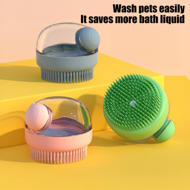 1/3Pcs Pet Bath Brush with Shampoo Dispenser Ergonomic Massage Actions All-in-one Deep Cleaning Shower Brush