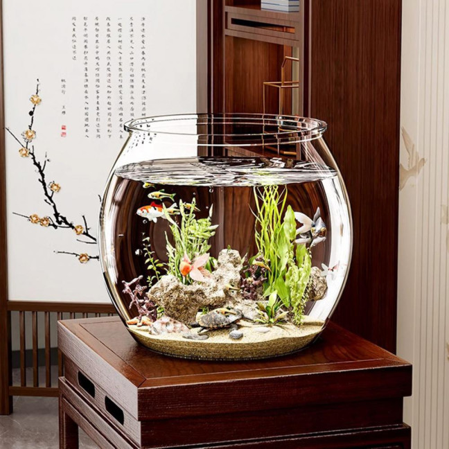Plastic Fish Bowls Round Clear Goldfish Bowl Multi-functional Aquarium Hydroponic Planter Floral Container for Table Centerpiece Home Decor