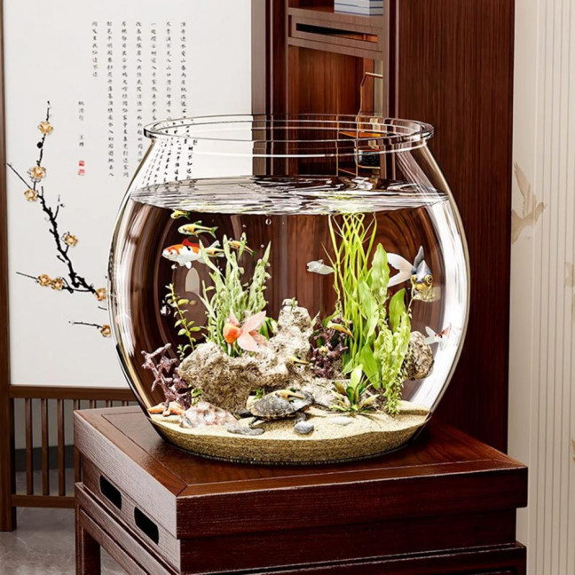 Plastic Fish Bowls Round Clear Goldfish Bowl Multi-functional Aquarium Hydroponic Planter Floral Container for Table Centerpiece Home Decor