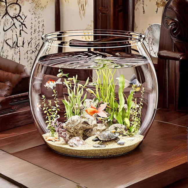 Plastic Fish Bowls Round Clear Goldfish Bowl Multi-functional Aquarium Hydroponic Planter Floral Container for Table Centerpiece Home Decor