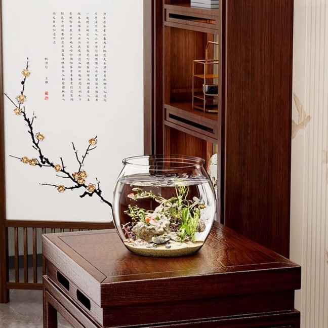 Plastic Fish Bowls Round Clear Goldfish Bowl Multi-functional Aquarium Hydroponic Planter Floral Container for Table Centerpiece Home Decor