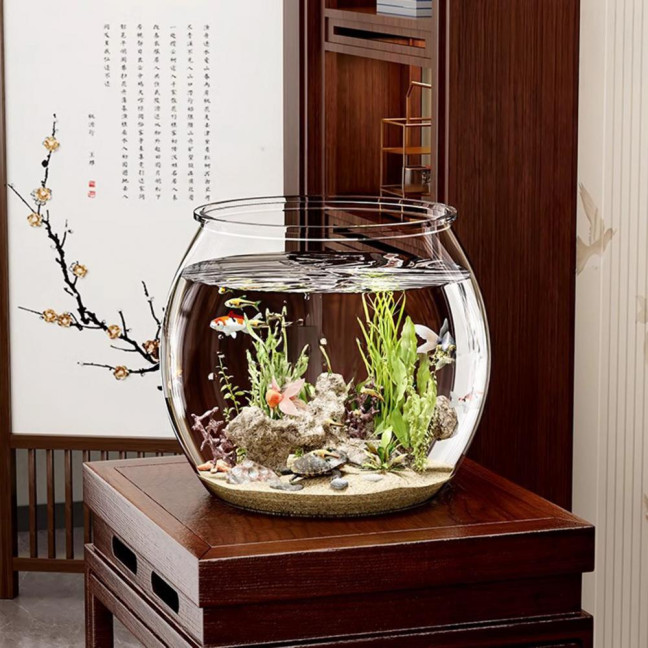 Plastic Fish Bowls Round Clear Goldfish Bowl Multi-functional Aquarium Hydroponic Planter Floral Container for Table Centerpiece Home Decor