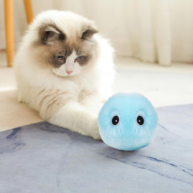 Chirping Ball Cat Toy Fluffy Plush Balls with Sound Interactive Pom Pom Balls Kitten Kicker Toy with Catnip for Indoor Cats
