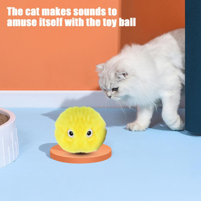 Chirping Ball Cat Toy Fluffy Plush Balls with Sound Interactive Pom Pom Balls Kitten Kicker Toy with Catnip for Indoor Cats