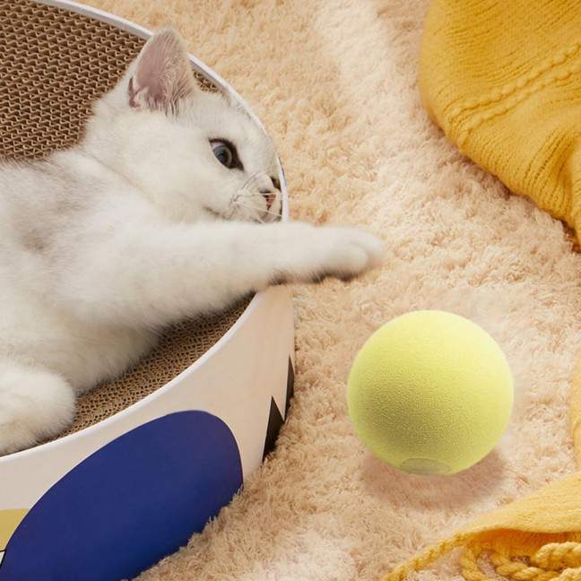 Chirping Ball Cat Toy Fluffy Plush Balls with Sound Interactive Pom Pom Balls Kitten Kicker Toy with Catnip for Indoor Cats