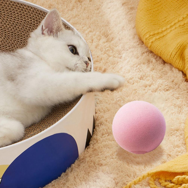 Chirping Ball Cat Toy Fluffy Plush Balls with Sound Interactive Pom Pom Balls Kitten Kicker Toy with Catnip for Indoor Cats