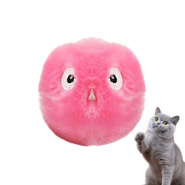 Chirping Ball Cat Toy Fluffy Plush Balls with Sound Interactive Pom Pom Balls Kitten Kicker Toy with Catnip for Indoor Cats