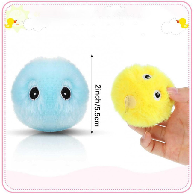 Chirping Ball Cat Toy Fluffy Plush Balls with Sound Interactive Pom Pom Balls Kitten Kicker Toy with Catnip for Indoor Cats