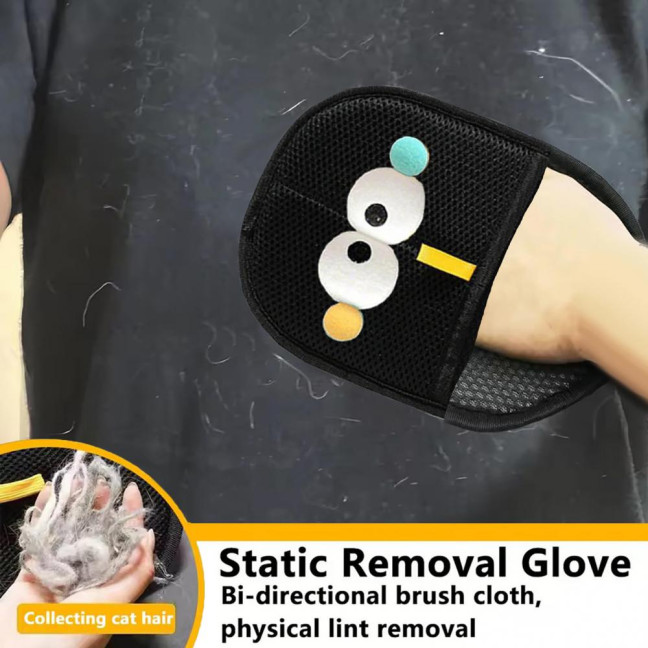 Pet Hair Remover Gloves Electrostatic Pet Hair Removal Gloves for Couch Carpet Car Seat Cartoon Design Reusable Grooming Glove for Cats Dogs