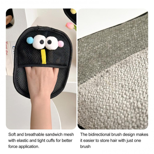 Pet Hair Remover Gloves Electrostatic Pet Hair Removal Gloves for Couch Carpet Car Seat Cartoon Design Reusable Grooming Glove for Cats Dogs