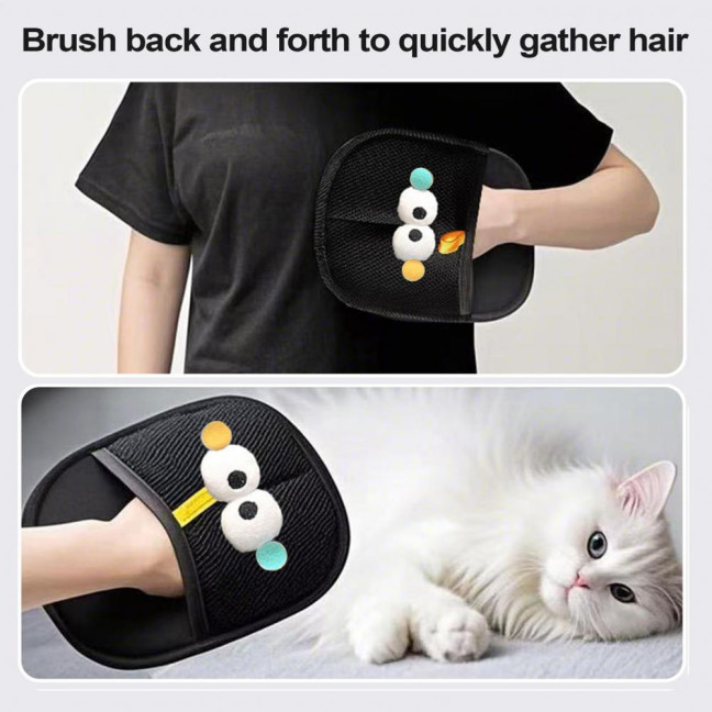 Pet Hair Remover Gloves Electrostatic Pet Hair Removal Gloves for Couch Carpet Car Seat Cartoon Design Reusable Grooming Glove for Cats Dogs