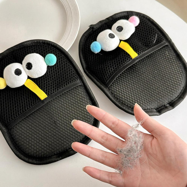 Pet Hair Remover Gloves Electrostatic Pet Hair Removal Gloves for Couch Carpet Car Seat Cartoon Design Reusable Grooming Glove for Cats Dogs