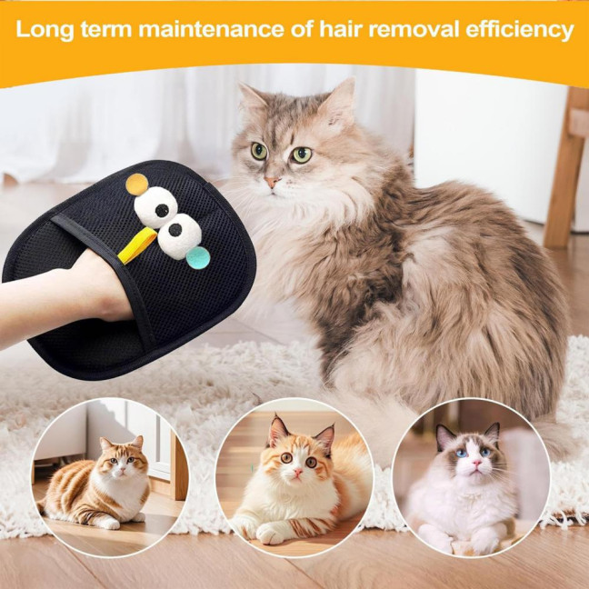 Pet Hair Remover Gloves Electrostatic Pet Hair Removal Gloves for Couch Carpet Car Seat Cartoon Design Reusable Grooming Glove for Cats Dogs