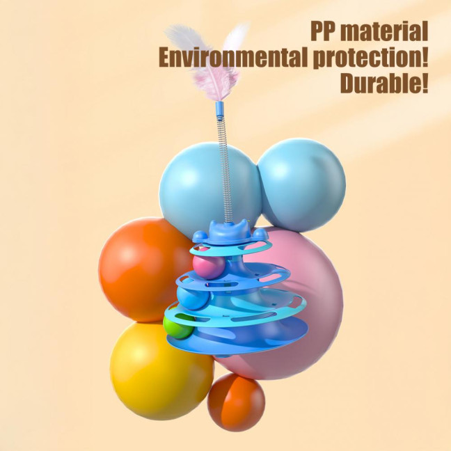 Turntable Tower Cat Toy 3-Tier Roller Track Toy with Spinning Balls Interactive Self Play Cat Teaser for Bored Indoor Adult Cats Turntable Tower Cat Toy 3-Tier Roller Track Toy with Spinning Balls Interactive Self Play Cat Teaser for Bored Indoor Adult Cats