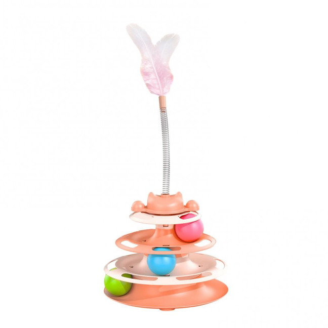 Turntable Tower Cat Toy 3-Tier Roller Track Toy with Spinning Balls Interactive Self Play Cat Teaser for Bored Indoor Adult Cats Turntable Tower Cat Toy 3-Tier Roller Track Toy with Spinning Balls Interactive Self Play Cat Teaser for Bored Indoor Adult Cats