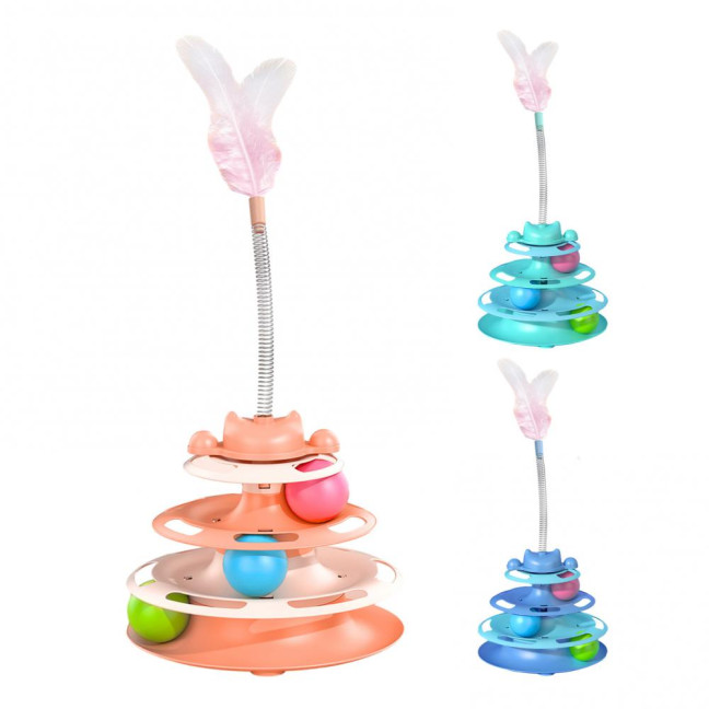Turntable Tower Cat Toy 3-Tier Roller Track Toy with Spinning Balls Interactive Self Play Cat Teaser for Bored Indoor Adult Cats Turntable Tower Cat Toy 3-Tier Roller Track Toy with Spinning Balls Interactive Self Play Cat Teaser for Bored Indoor Adult Cats