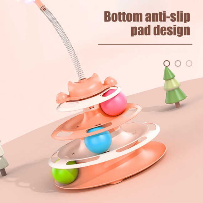 Turntable Tower Cat Toy 3-Tier Roller Track Toy with Spinning Balls Interactive Self Play Cat Teaser for Bored Indoor Adult Cats Turntable Tower Cat Toy 3-Tier Roller Track Toy with Spinning Balls Interactive Self Play Cat Teaser for Bored Indoor Adult Cats