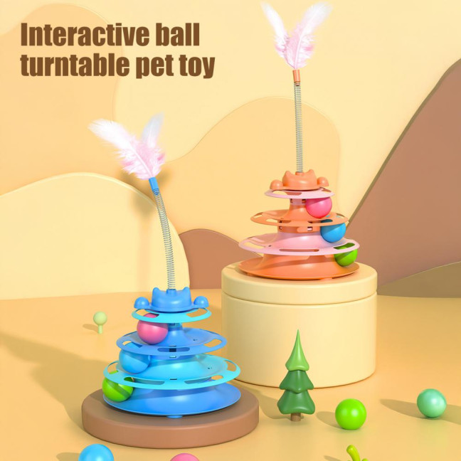 Turntable Tower Cat Toy 3-Tier Roller Track Toy with Spinning Balls Interactive Self Play Cat Teaser for Bored Indoor Adult Cats Turntable Tower Cat Toy 3-Tier Roller Track Toy with Spinning Balls Interactive Self Play Cat Teaser for Bored Indoor Adult Cats