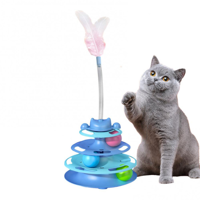 Turntable Tower Cat Toy 3-Tier Roller Track Toy with Spinning Balls Interactive Self Play Cat Teaser for Bored Indoor Adult Cats Turntable Tower Cat Toy 3-Tier Roller Track Toy with Spinning Balls Interactive Self Play Cat Teaser for Bored Indoor Adult Cats