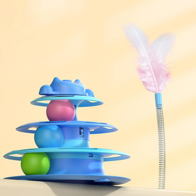 Turntable Tower Cat Toy 3-Tier Roller Track Toy with Spinning Balls Interactive Self Play Cat Teaser for Bored Indoor Adult Cats Turntable Tower Cat Toy 3-Tier Roller Track Toy with Spinning Balls Interactive Self Play Cat Teaser for Bored Indoor Adult Cats