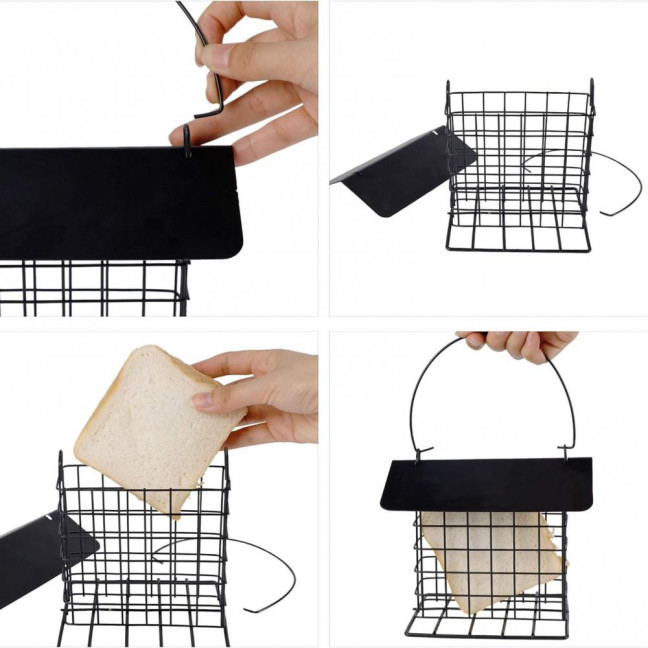 Suet Feeder for Outside Hanging Metal Suet Cake Holder Weatherproof Single Suet Cage Birds Feeder for Wild Birds Woodpecker