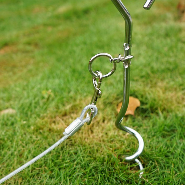 Dog Tie Out Stake Heavy Duty Stainless Steel Swivel Ground Stake Anti-rust Outdoor Tethering Tool for All Cable Leash Chain Camping Yard 