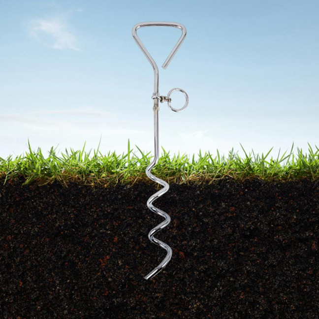 Dog Tie Out Stake Heavy Duty Stainless Steel Swivel Ground Stake Anti-rust Outdoor Tethering Tool for All Cable Leash Chain Camping Yard 
