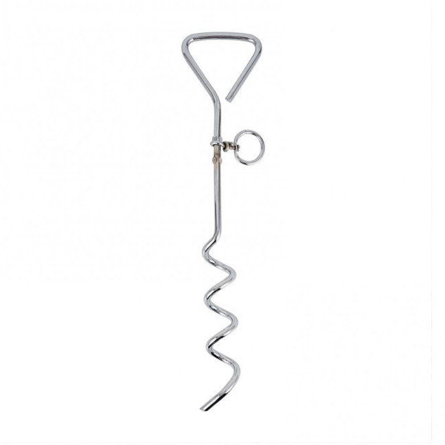 Dog Tie Out Stake Heavy Duty Stainless Steel Swivel Ground Stake Anti-rust Outdoor Tethering Tool for All Cable Leash Chain Camping Yard 