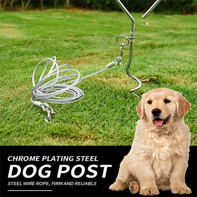 Dog Tie Out Stake Heavy Duty Stainless Steel Swivel Ground Stake Anti-rust Outdoor Tethering Tool for All Cable Leash Chain Camping Yard 