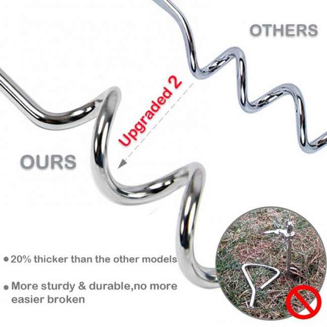 Dog Tie Out Stake Heavy Duty Stainless Steel Swivel Ground Stake Anti-rust Outdoor Tethering Tool for All Cable Leash Chain Camping Yard 