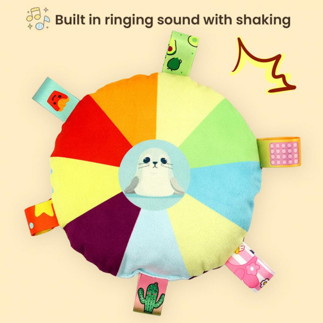 Flying Disc Soft Dog Toy Rainbow Plush Flying Saucer Pet Toss Toy with Bell Interactive Outdoor Training Puppy Chew Toy for Small Medium Large Dogs