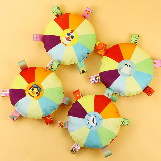 Flying Disc Soft Dog Toy Rainbow Plush Flying Saucer Pet Toss Toy with Bell Interactive Outdoor Training Puppy Chew Toy for Small Medium Large Dogs