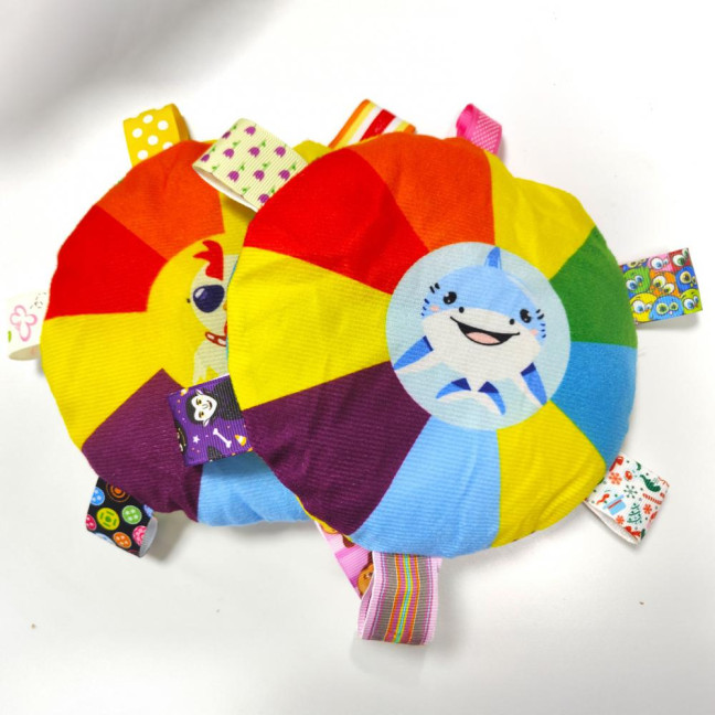 Flying Disc Soft Dog Toy Rainbow Plush Flying Saucer Pet Toss Toy with Bell Interactive Outdoor Training Puppy Chew Toy for Small Medium Large Dogs