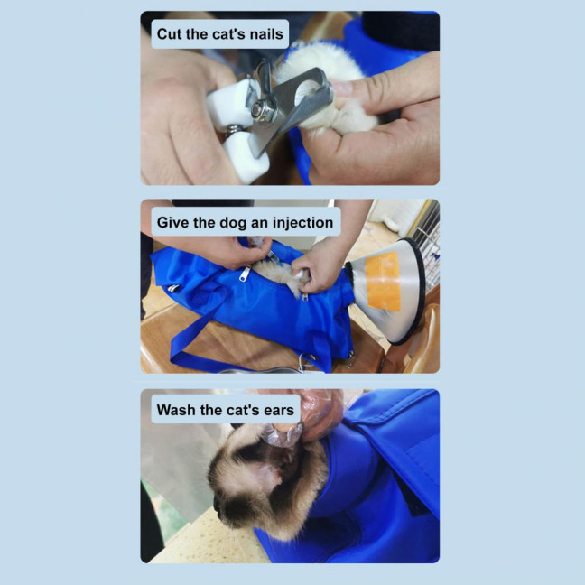 Cat Pouch Carrier Backpack Adjustable Pet Travel Sling Bag with Storage Pocket for Grooming Vet Visits Medication Administration Dental Care Nail Trimming