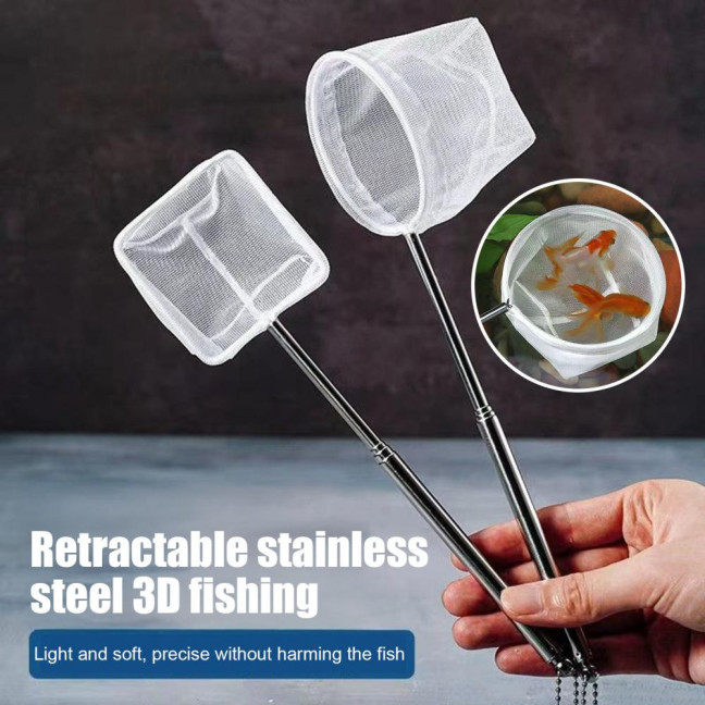 Aquarium Fish Net with Extendable Handle Telescopic Mesh Net for Fish And Shrimp Catching Debris Cleaning Tool for Fish Tank Pond Creek