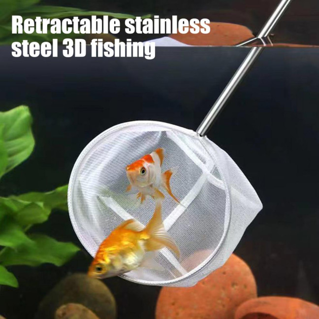 Aquarium Fish Net with Extendable Handle Telescopic Mesh Net for Fish And Shrimp Catching Debris Cleaning Tool for Fish Tank Pond Creek