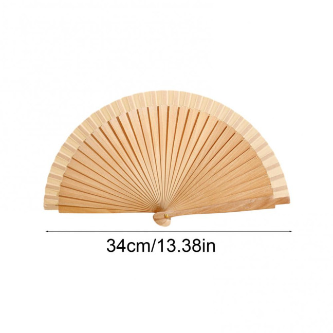 Solid Color Wooden Folding Fan Portable Summer Handheld Cooling Fan Decoration Dance Performance Props Party Costume Accessories 