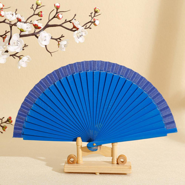 Solid Color Wooden Folding Fan Portable Summer Handheld Cooling Fan Decoration Dance Performance Props Party Costume Accessories 