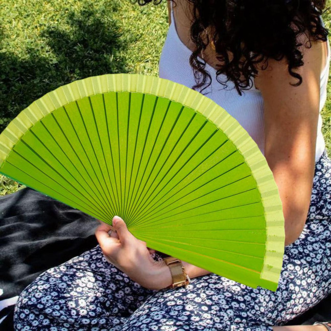 Solid Color Wooden Folding Fan Portable Summer Handheld Cooling Fan Decoration Dance Performance Props Party Costume Accessories 