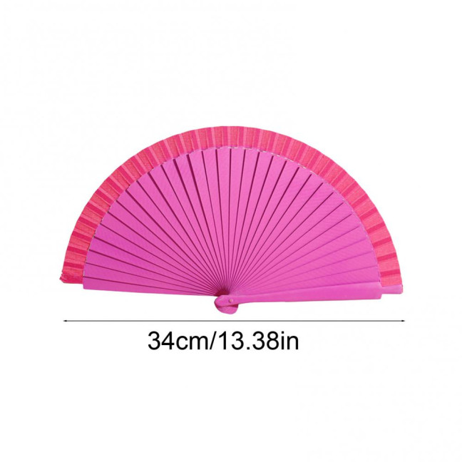 Solid Color Wooden Folding Fan Portable Summer Handheld Cooling Fan Decoration Dance Performance Props Party Costume Accessories 