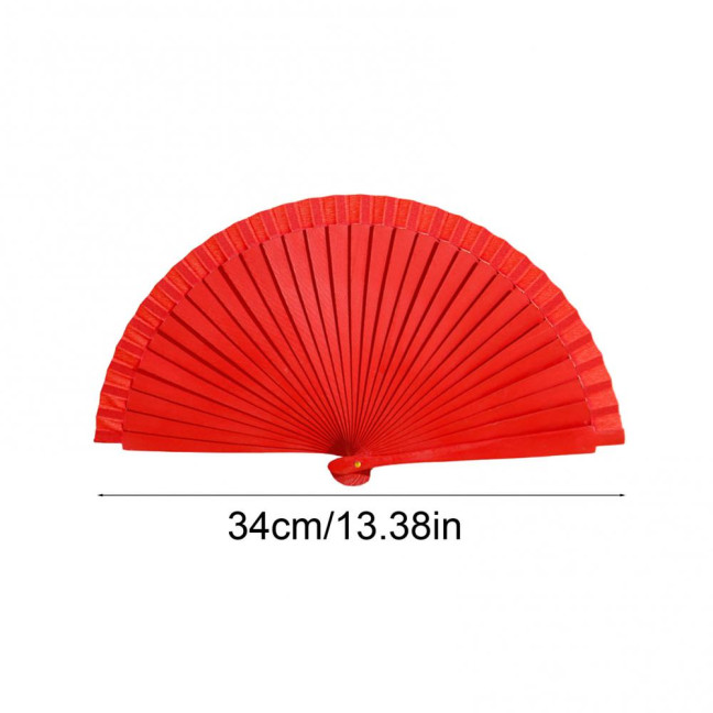Solid Color Wooden Folding Fan Portable Summer Handheld Cooling Fan Decoration Dance Performance Props Party Costume Accessories 